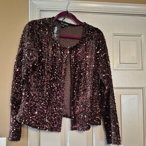 🆕Nina Leonard Burgundy Sequin Blazer